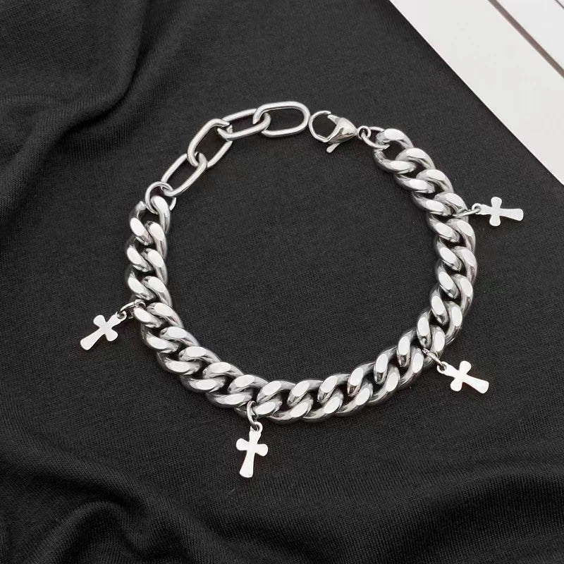 Cross Charm Cuban Bracelet