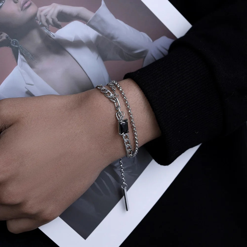 Black Square Layered Bracelet