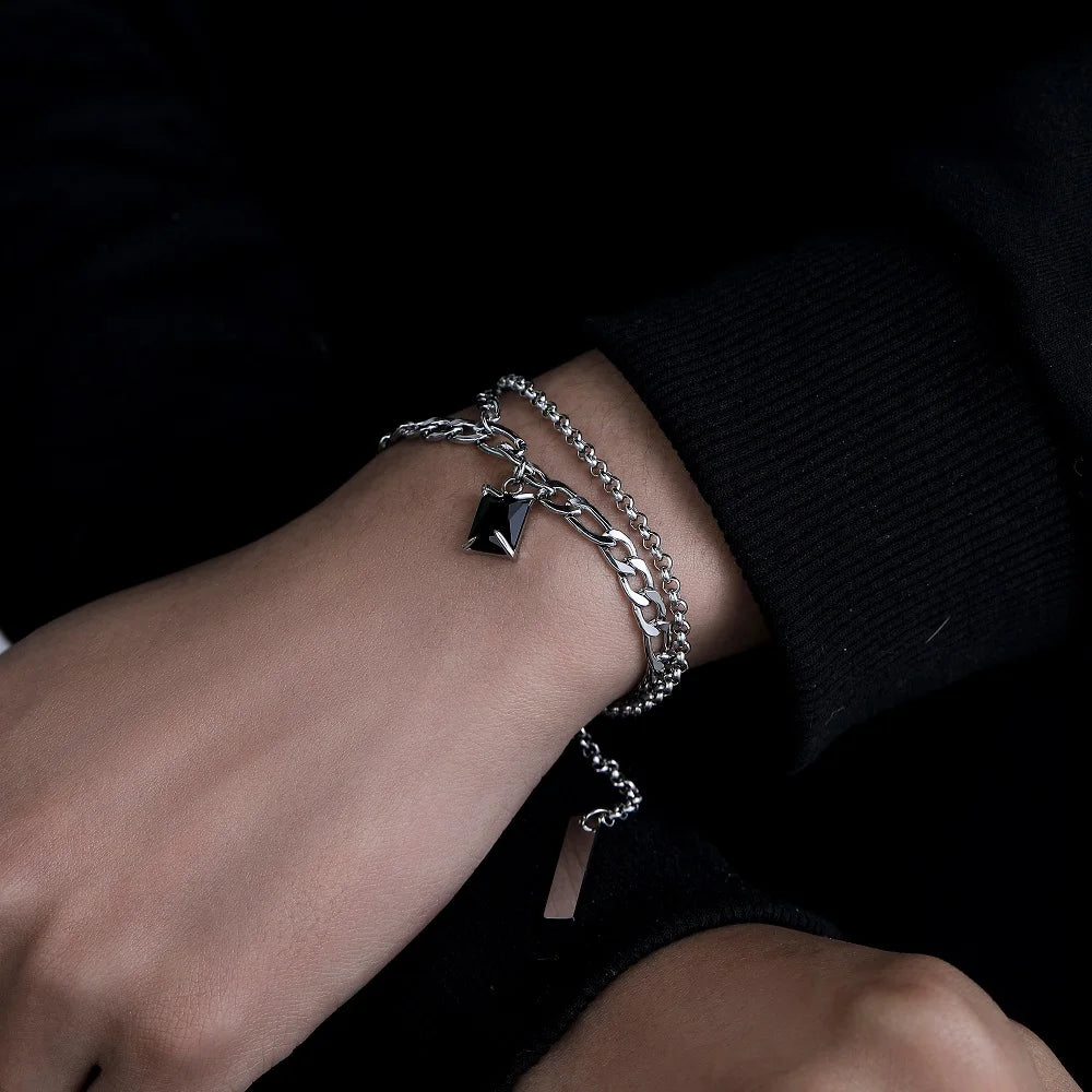 Black Square Layered Bracelet