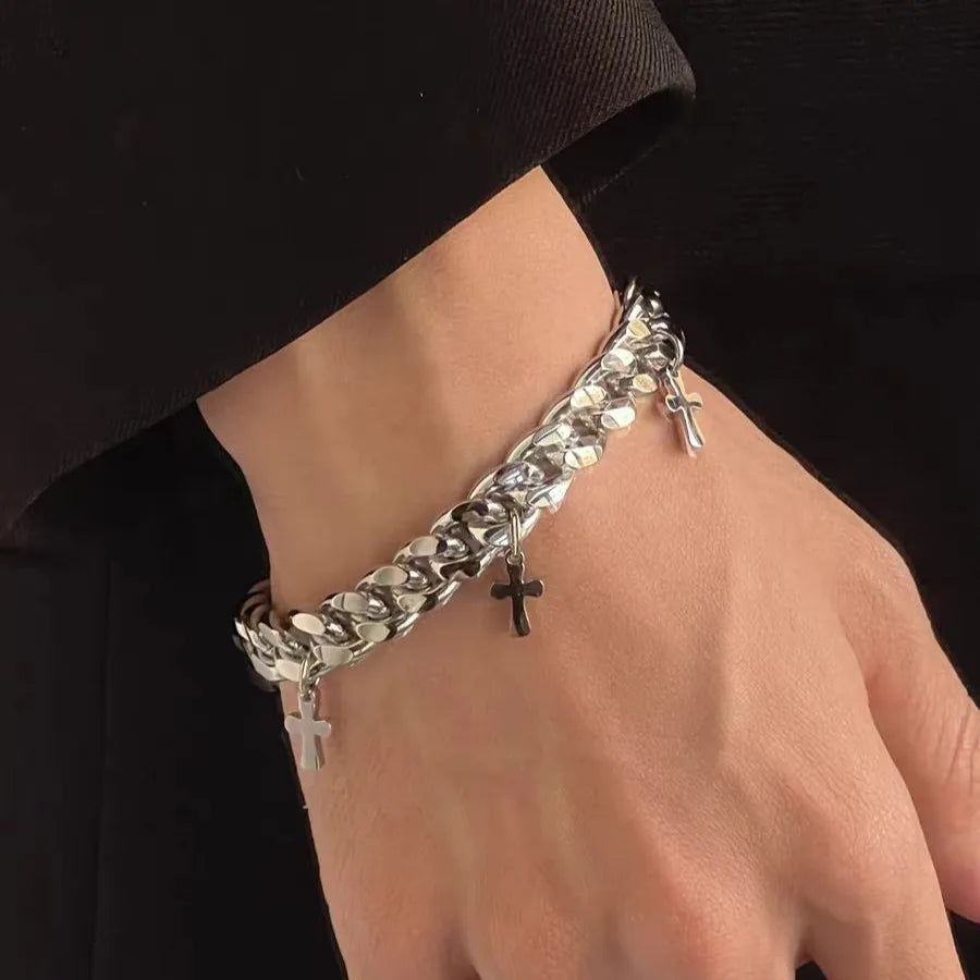 Cross Charm Cuban Bracelet