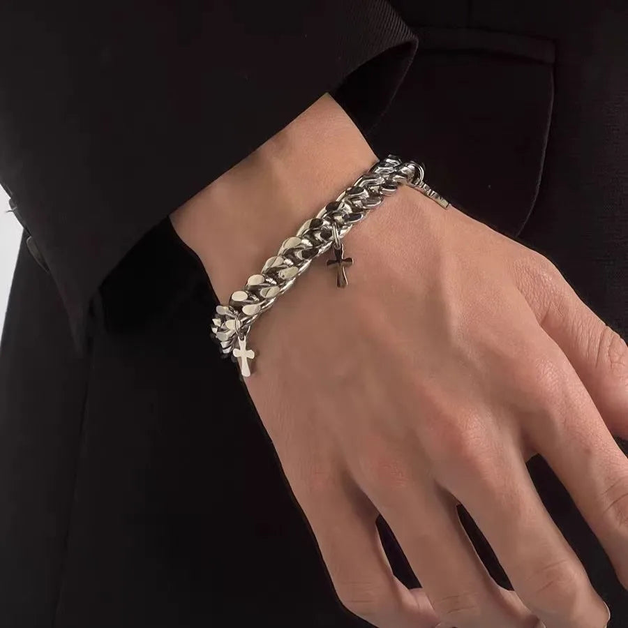 Cross Charm Cuban Bracelet