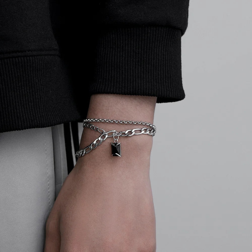 Black Square Layered Bracelet